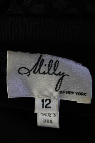 Milly Of New York Women's 3/4 Sleeve Cut Out Top Black Size 12