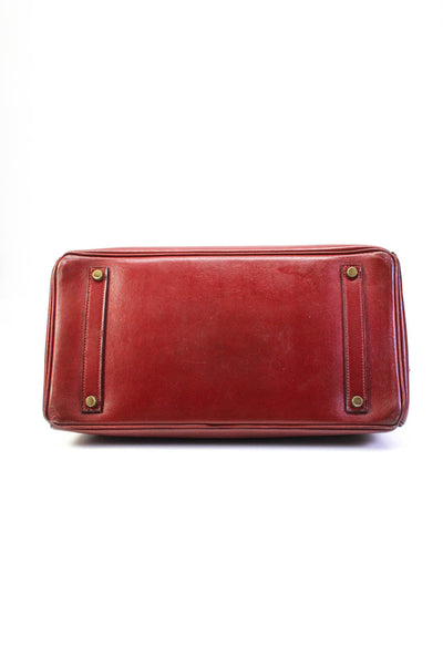 Hermes Womens Birkin 35 Tote 1995 Bag Handbag Dark Red Vintage Oxblood Box Leath