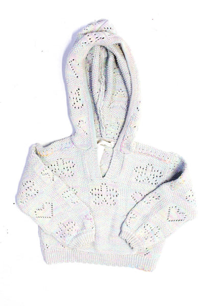 Love Shack Fancy Girls Cotton Spotted Knit Hooded Sweater Multicolor Size 3-4Y