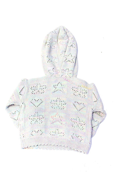 Love Shack Fancy Girls Cotton Spotted Knit Hooded Sweater Multicolor Size 3-4Y