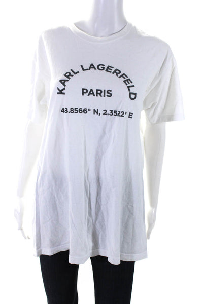 Karl Lagerfeld Women's Cotton Short Sleeve Graphic T-shirt White Size L