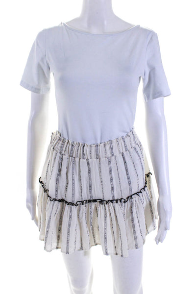 Eberjey Women's Striped Elastic Waist A Line Mini Skirt Ivory Size L
