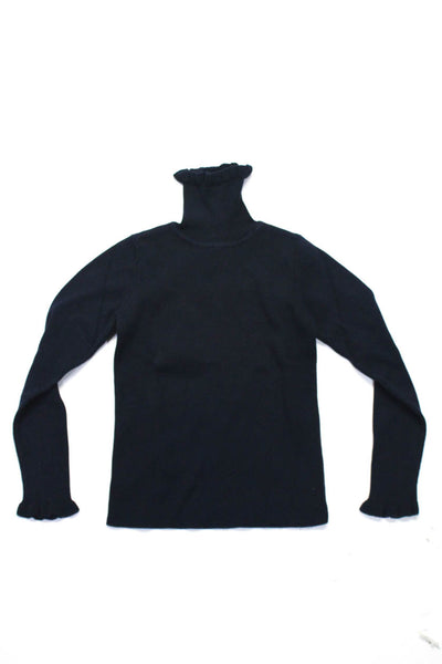 Jacadi Girls Cotton Knit Turtleneck Long Sleeve Pullover Sweater Navy Size 8