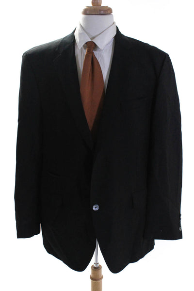 Samuelsohn Mens Two Button Blazer Jacket Black Wool Size 46 Regular