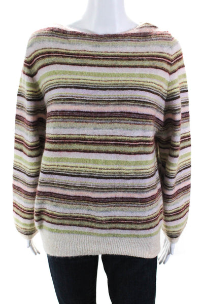 Bellerose Womens Wool Striped Print Textured Round Neck Sweater Brown Size 2