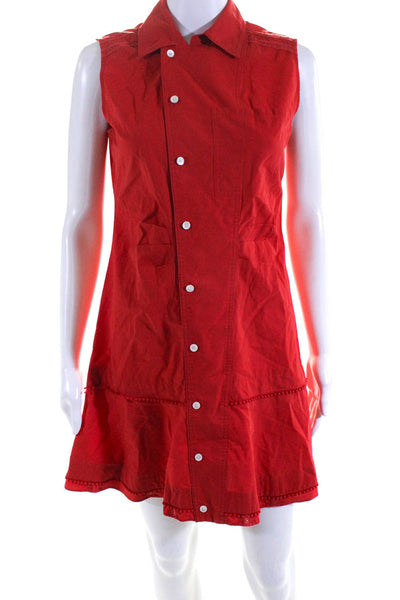 Derek Lam 10 Crosby Womens Cotton Collared Sleeveless Shirt Dress Red Size 4