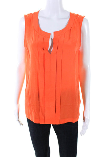 Kate Spade New York Women's Silk V Neck Sleeveless Blouse Orange Size 12