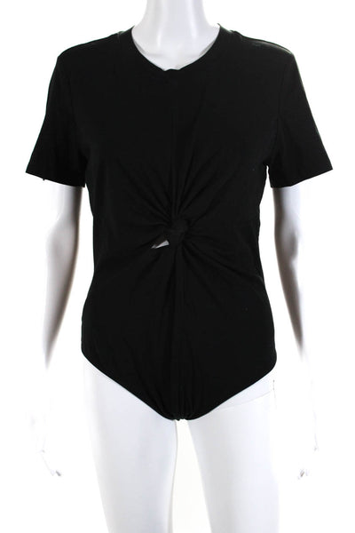 T Alexander Wang Women's Short Sleeve Cut Out Bodysuit Black Size L