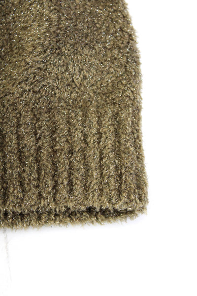 Brunello Cucinelli Womens Cashmere Metallic Knit Beanie Hat Brown One Size