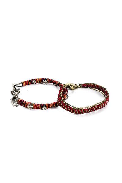 Maje Women's Threaded Wrapped Rhinestone Bracelet Set Multicolor