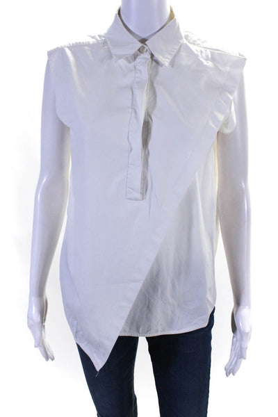 Balenciaga Paris Womens Half Button Down Tank Top White Cotton Size EUR 38