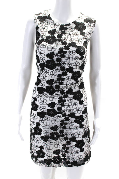 Karl Lagerfeld Women's Sleeveless Floral Embroidered Sheath Dress Black Size 8