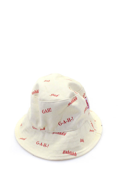 Lisa Says Gah Womens Cream Cotton Canvas Graphic Print Bucket Hat Size OS