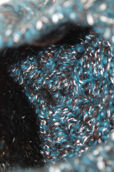 Calypso Saint Barth Womens Teal Crochet Knit Sequins Beanie Hat