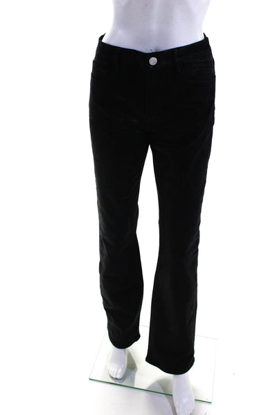 Frame Womens Cotton Mini Buttoned Bootcut Leg Casual Pants Black Size EUR29