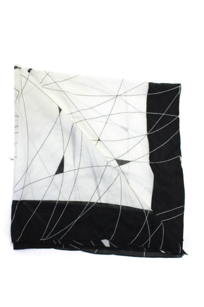 Balenciaga White Black Silk Knit Geometric Print Straight Edge Fashion Scarf