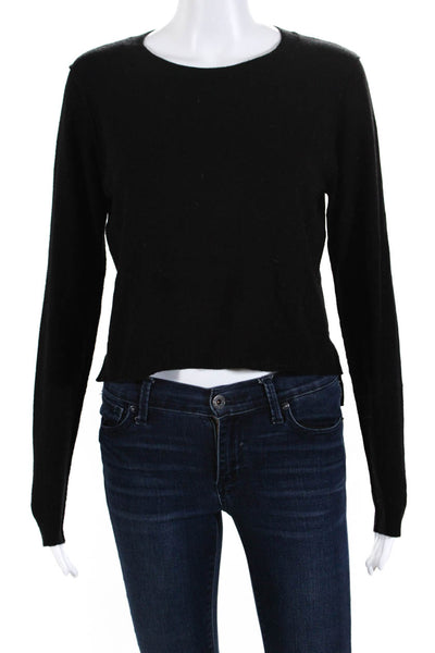 Autumn Cashmere Women's Long Sleeve Knit Crewneck Pullover Sweater Black Size M