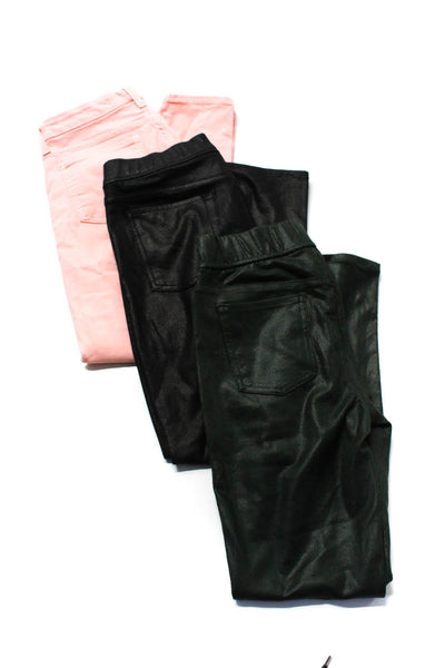 Jen 7 Womens Faux Leather Pants Jeans Green Black Pink Size 4 6 Lot 3