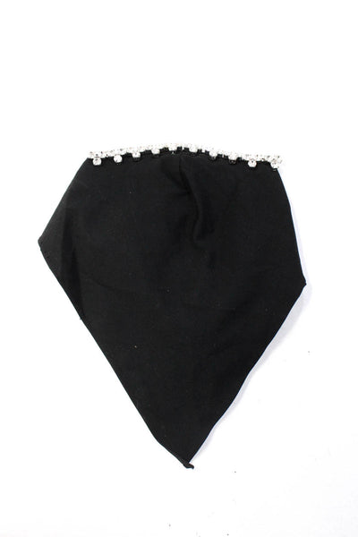 Area Womens Jeweled Handkerchief Scarf Black Cotton