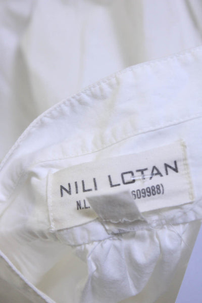Nili Lotan Women's Round Neck Long Sleeves Shirt White Size XS