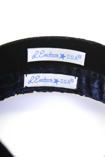 L. Erickson Womens Skinny Width Velvet Headbands Black Navy Blue Lot 2