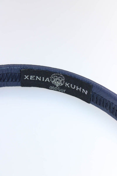 Alexandre Xenia Kuhn Womens Satin Leather Headbands Green Navy Blue Lot 2