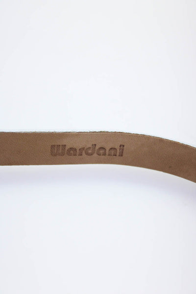 Wardani Womens Metallic Leather Headbands White Gold Tone Lot 2