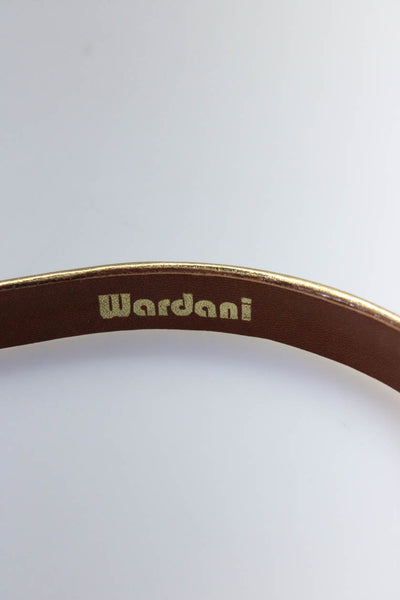 Wardani Womens Metallic Leather Headbands White Gold Tone Lot 2