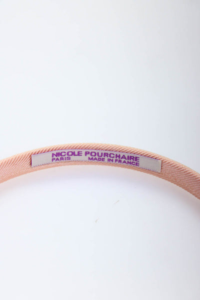 Nicole Pourchaire Womens Suede Grosgrain Skinny Headbands Peach Beige Lot 2
