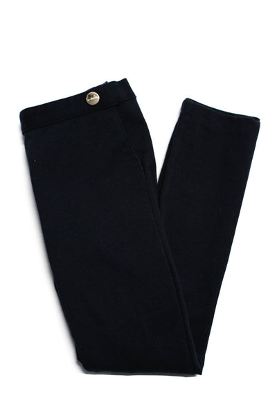 Jacadi Girls Buttoned Elastic Waist Slip-On Skinny Legging Pants Navy Size 6
