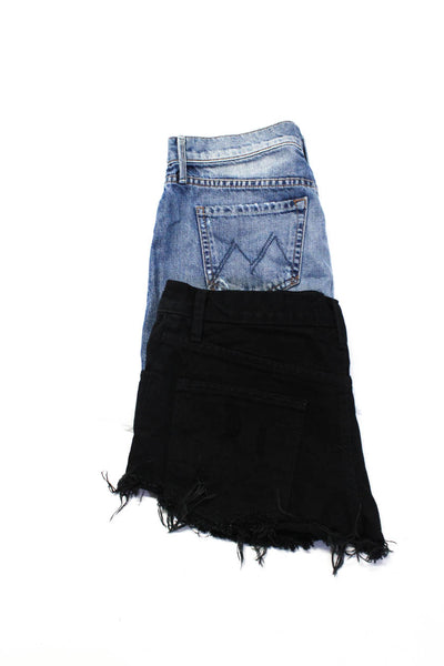 Mother Satine Womens Cotton Denim Mini Skirt Shorts Blue Black Size 24 XS Lot 2