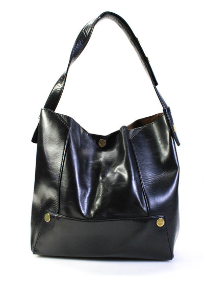 Stella McCartney Women's Snap Closure Leather Popper Tote Shoulder Bag Black