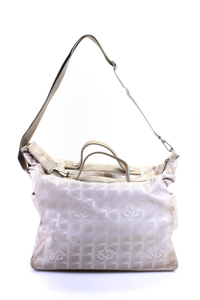 Chanel Womens Adjustable Strap Zip Close Top Handle Duffle Bag Beige