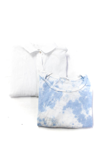 Reformation Jeans Zara Basic Womens T Shirt Blouse Blue White Size XS Lot 2