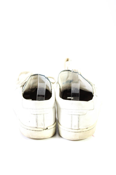 Saint Laurent Mens Leather Lace Up Low Fashion Sneakers White Size EUR 42 US 12