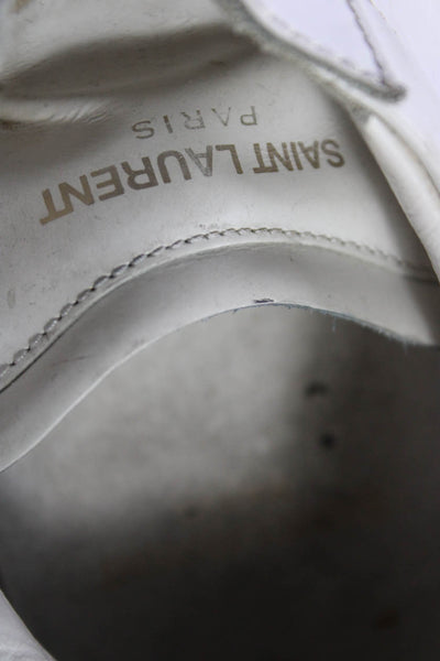 Saint Laurent Mens Leather Lace Up Low Fashion Sneakers White Size EUR 42 US 12
