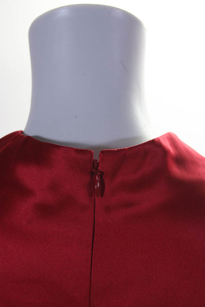 Helmut Lang Womens High Neck Sleeveless Zip Up Knee Length Dress Red Size 12
