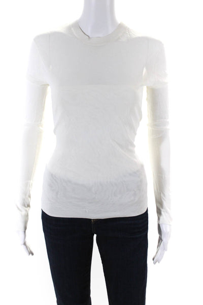 Alexander Wang Women's Round Neck Long Sleeves Blouse White Size S