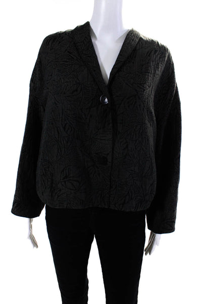 Oska Women's V-Neck 3/4 Sleeves Button Up Blouse Black Size S
