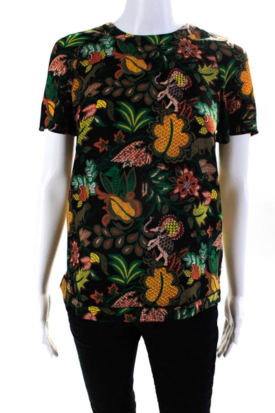 Scotch & Soda Womens Jungle Graphic Print Short Sleeve Blouse Multicolor Size XS