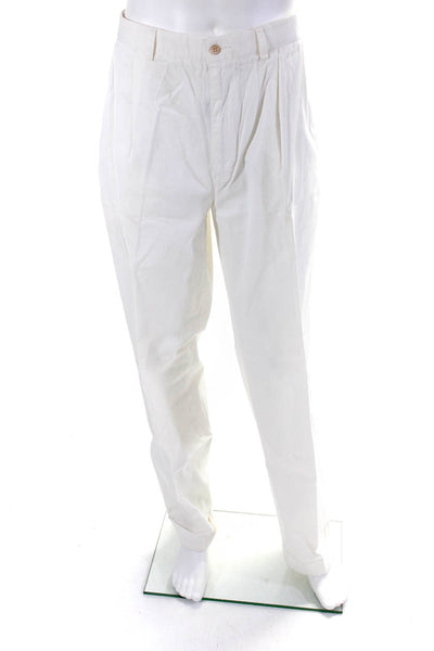 Polo Ralph Lauren Men's Cotton Pleated Front Cuffed Trousers White Size 36