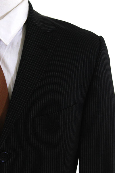 Linus Men's Long Sleeves Three Button Black Stripe Jacket Size 48