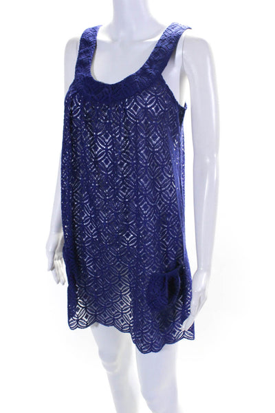 Shoshanna Women's Halter Neck Lace Swimwear Coverup Blue Size S