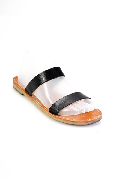 Ancient Greek Sandals Women's Leather Open Toe Slip On Sandals Black Size 8