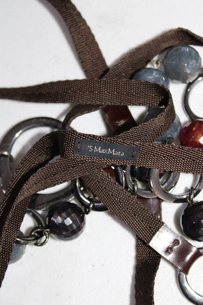'S Max Mara Acrylic Beaded Tie On Skinny Width Waist Belt Multicolor One Size
