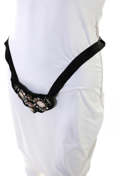 Sportmax Womens Velvet Rhinestone Embellished Tie On Waist Belt Black Size OS