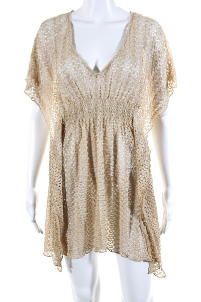 Becca by Rebecca Virtue Womens Metallic Lace Cover Up Dress Brown Size XS/S