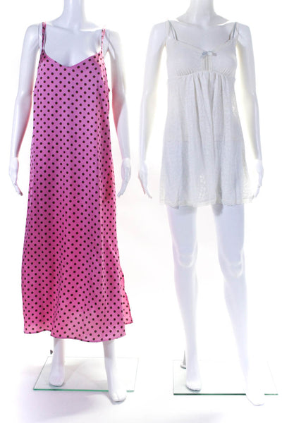 Eberjey MNG Womens Lace Trimmed Polka Dot Sleepwear Dresses White Size M Lot 2