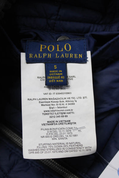 Polo Ralph Lauren Boys Front Zip Down Quilted Reversible Vest Jacket Blue Gray 5