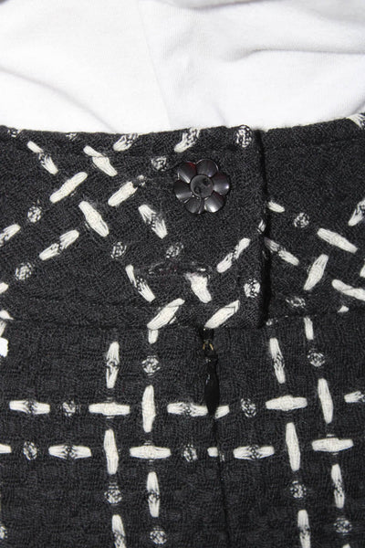 Nanette Lepore Womens Wool Woven Check Print A-Line Skirt Black White Size 2